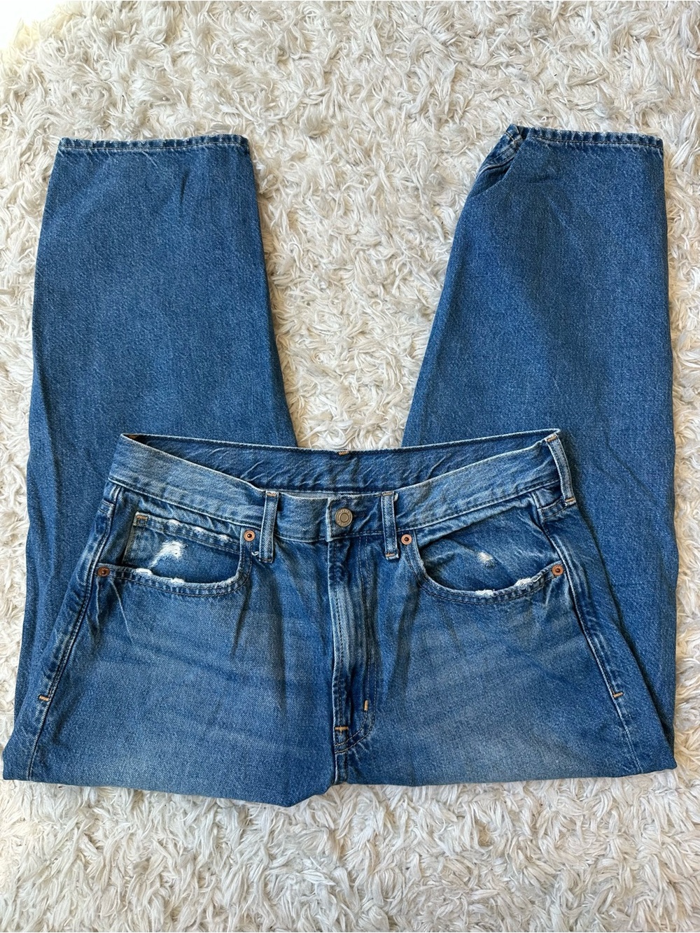 GAP Barrel Leg Dark Blue Wash Denim High Rise Jeans 100% Cotton | SIZE 29 / 8 R